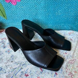 Aeyde Sandi Black Leather Block Heel Mules